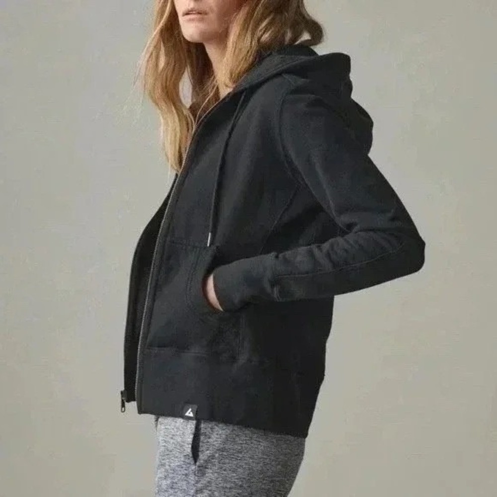 American Giant Classic Hoodie Womens XS Black Full Zip Cotton Long Sleeve‎